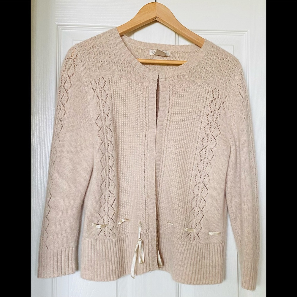 🦋KENAR 💯 CASHMERE CARDIGAN SWEATER CHAMPAGNE 🦋